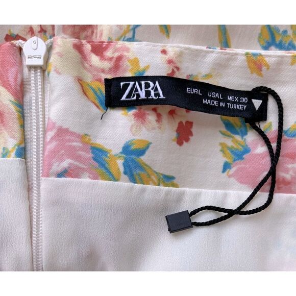 NWOT Zara High Waisted Flounced Hem Floral Print Mini Skirt, Size Large - Picture 13 of 14